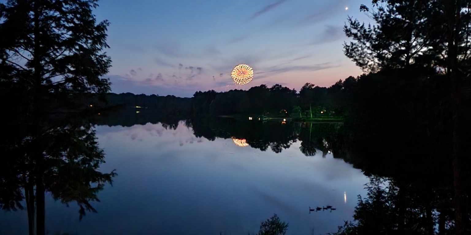 View of Fireworks from Dyer Lake Vacation Home