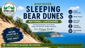 Discover Sleeping Bear Dunes National Lakeshore, scenic drives, beaches, hiking trails, and breathtaking Lake Michigan views.
